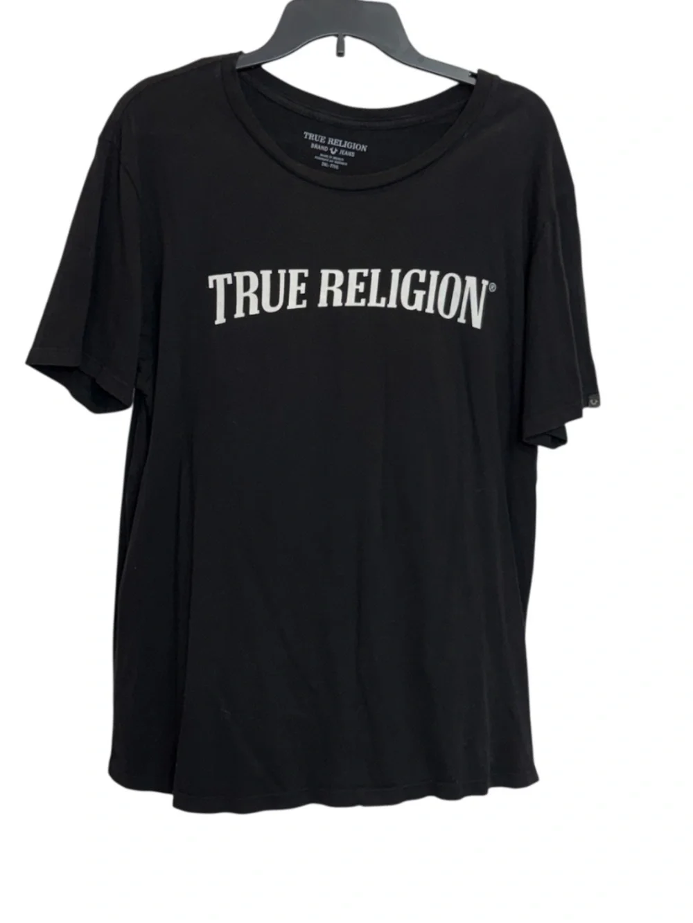True Religion Black Tee with White Arch Logo 2XL